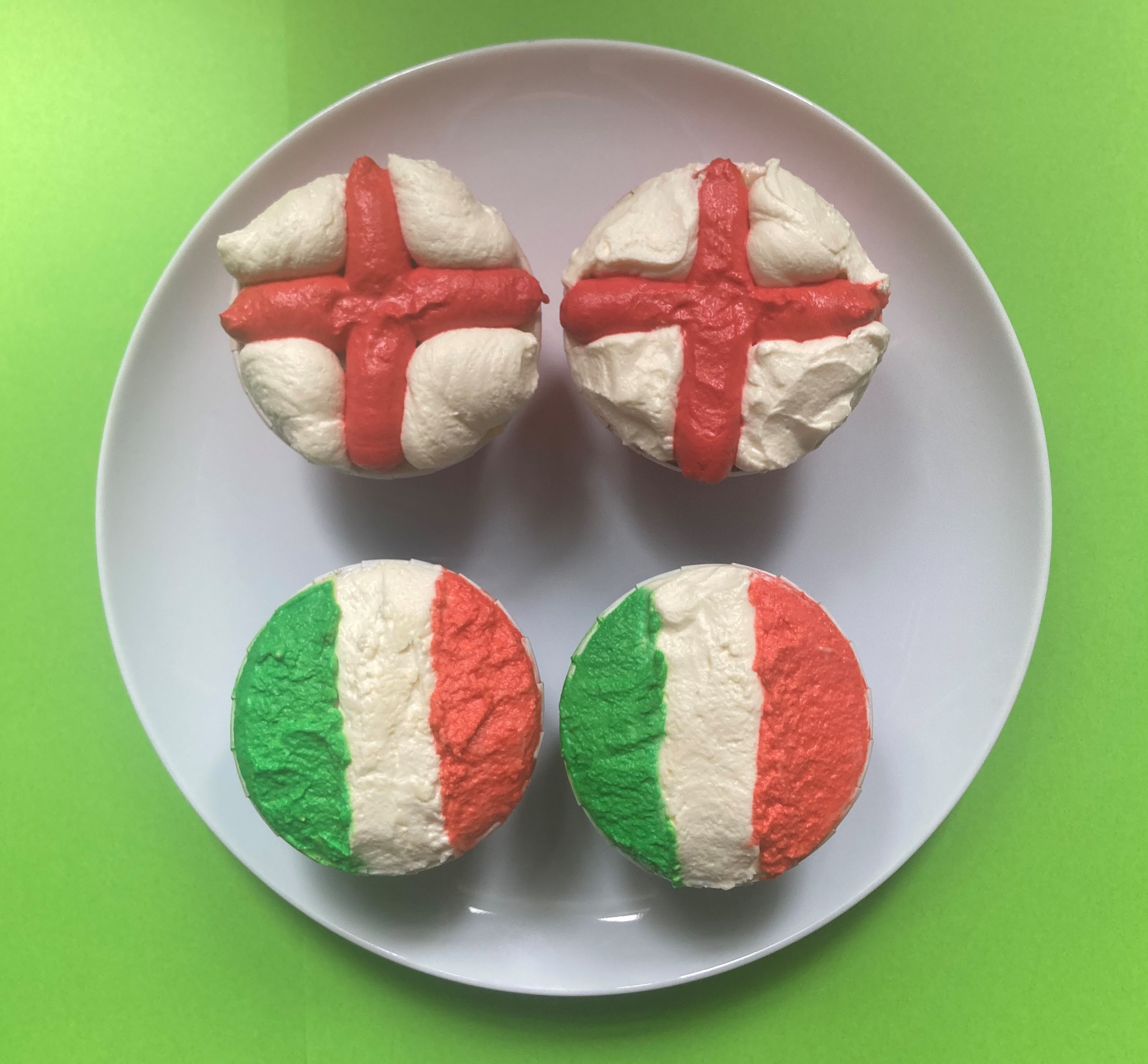 England and Italy Flag Cupcakes
